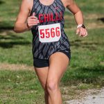 Junior Sophie Hurtgen of the 2025 Chillicothe High School cross-country running Lady Hornets goes through a portion of the Sept. 25 Chillicothe Invitational meet in Simpson Park generally solo on her way to a fourth-place individual finish in 23:34.5. (BUTCH SHAFFER/C-T PHOTO)
